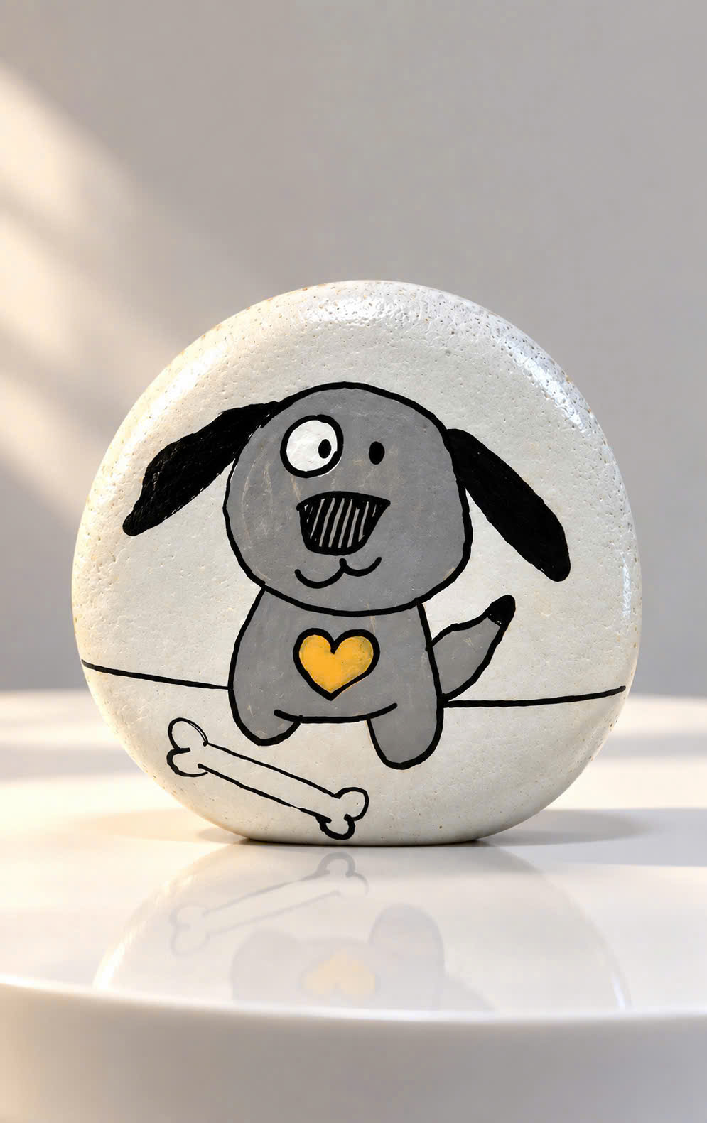Hand-painted mini concrete dog art by BU-DECOR