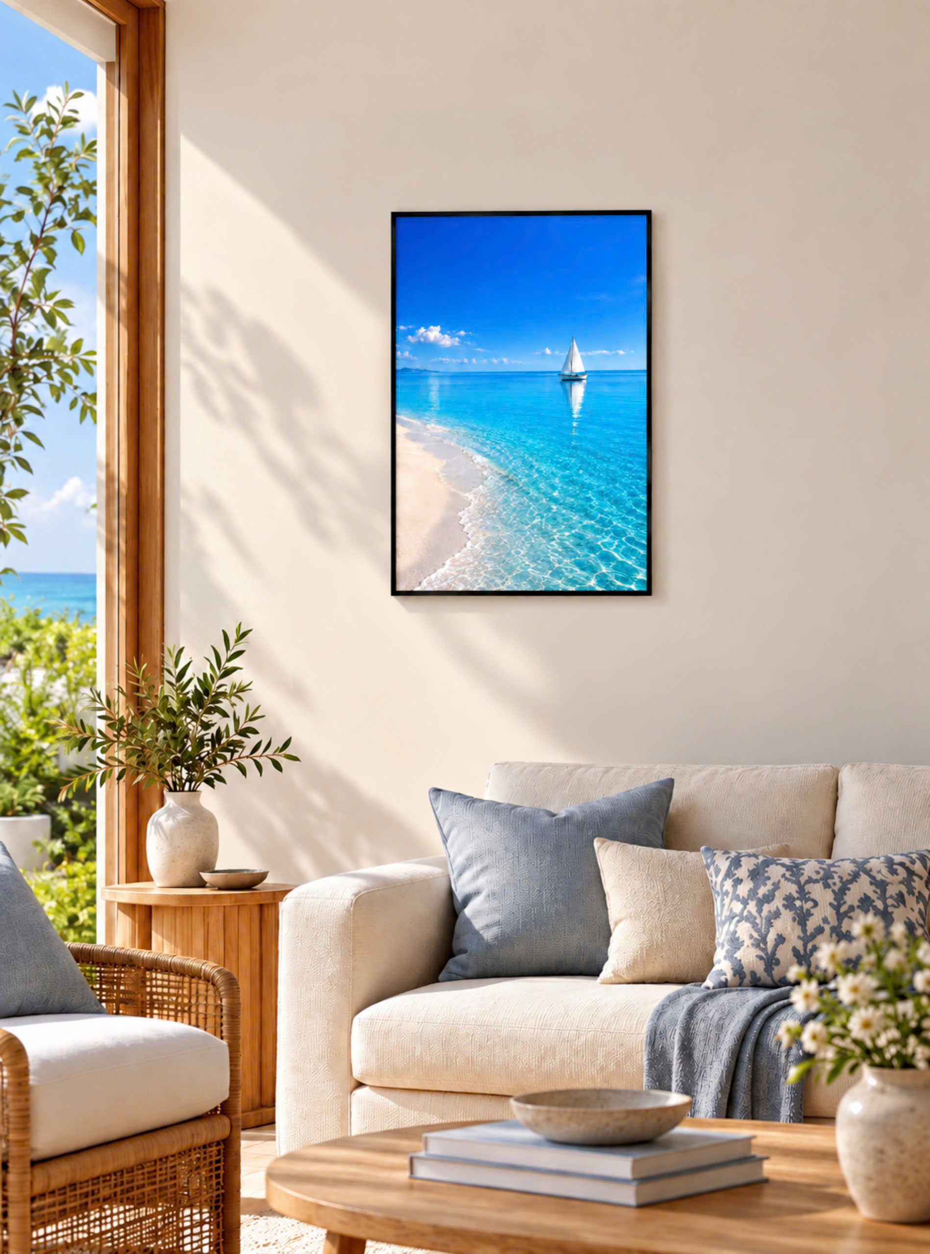 Ocean & Sailboat - Decorative & Feng Shui Wall Art | 36 x 50 cm view 3